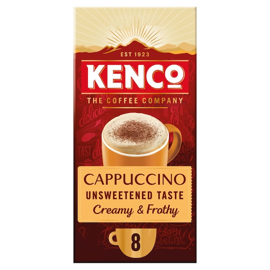 Kenco Cappuccino Unsweetened Coffee 8 Sachets 148G Tesco Groceries