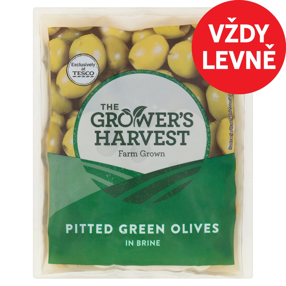 The Grower's Harvest Zelené vypeckované olivy ve slaném nálevu 195g