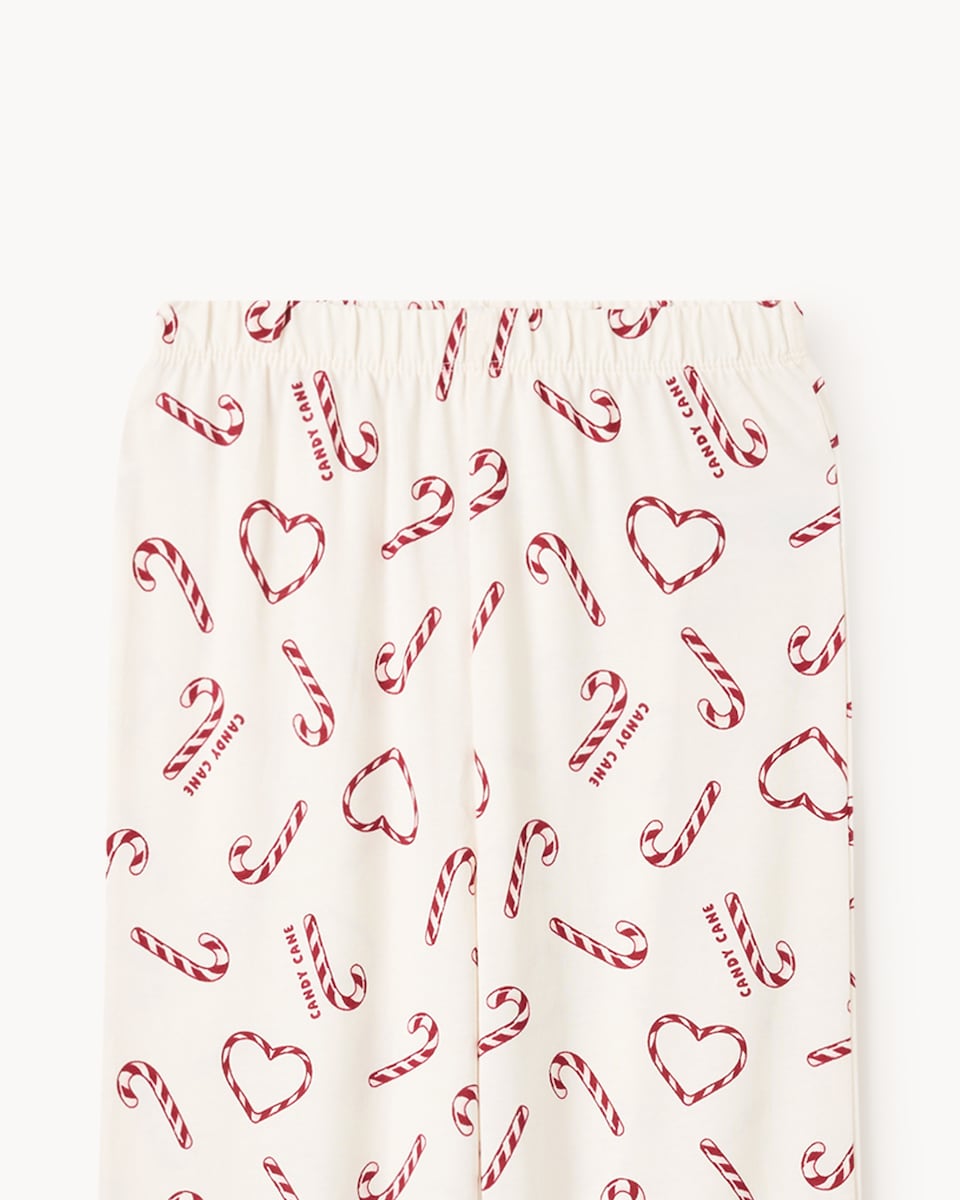 image 1 of Christmas Girls Pure Cotton Candy Cane Pyjama Set in Cream