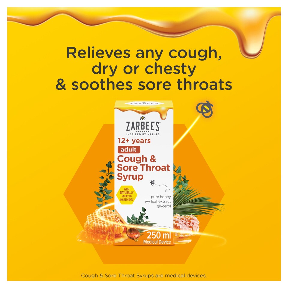 image 1 of Zarbee's 12+ Years Sore Throat & Cough Syrup 250Ml