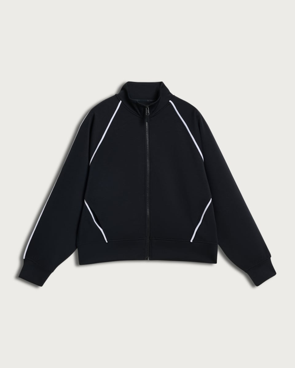 F&F Active EVERYHOUR Side Stripe Zip Up Sweatshirt in Black