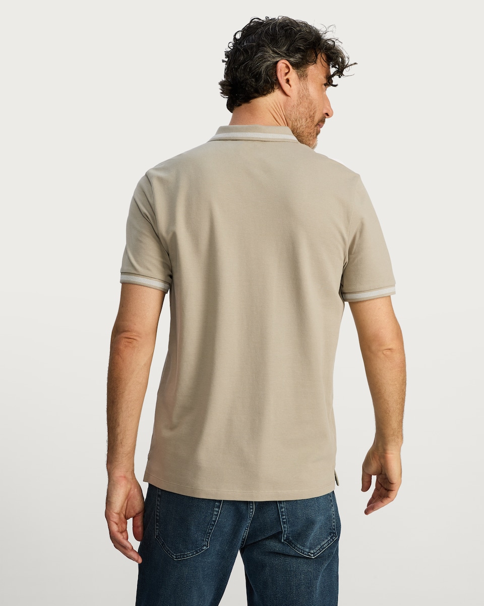 image 1 of F&F Cotton Rich Regular Fit Short Sleeved Polo Shirt in Khaki