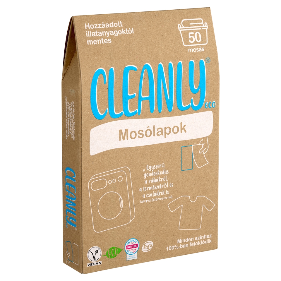 Cleanly Eco hozzáadott illatanyagoktól mentes mosólapok 50 mosás  1. kép