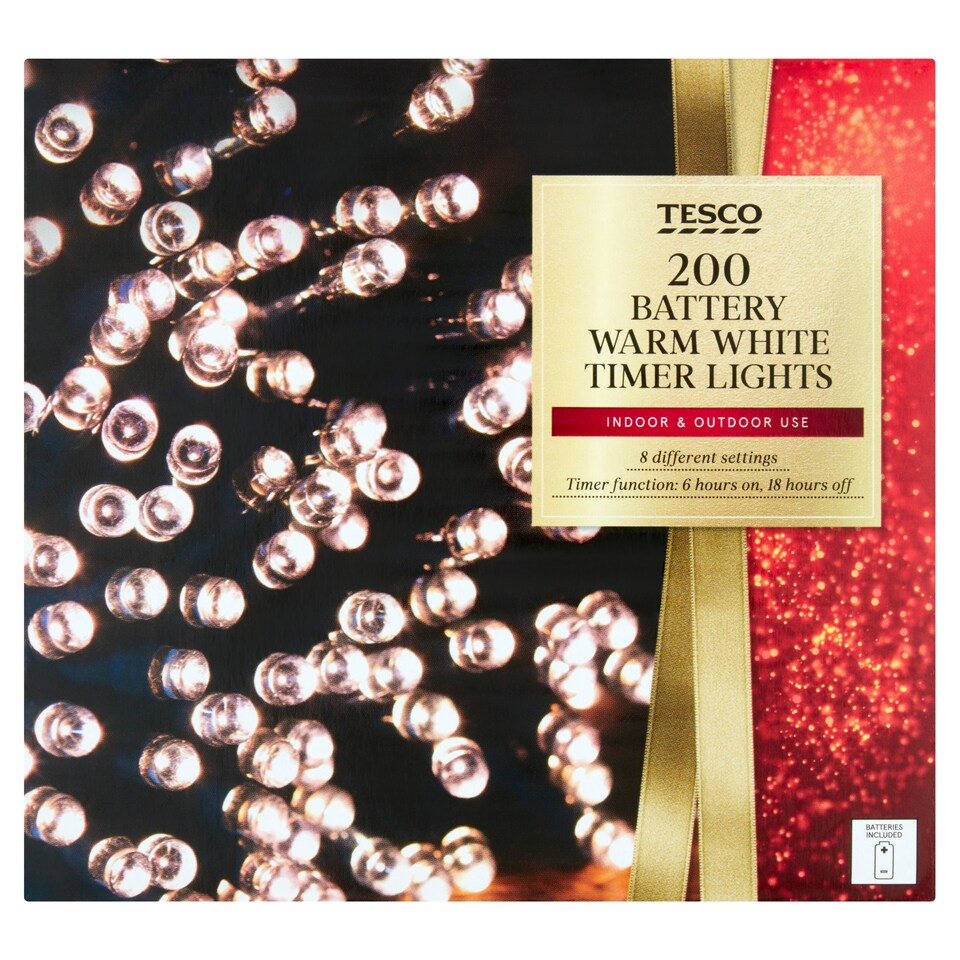 Tesco 200 Battery Warm White Timer Lights