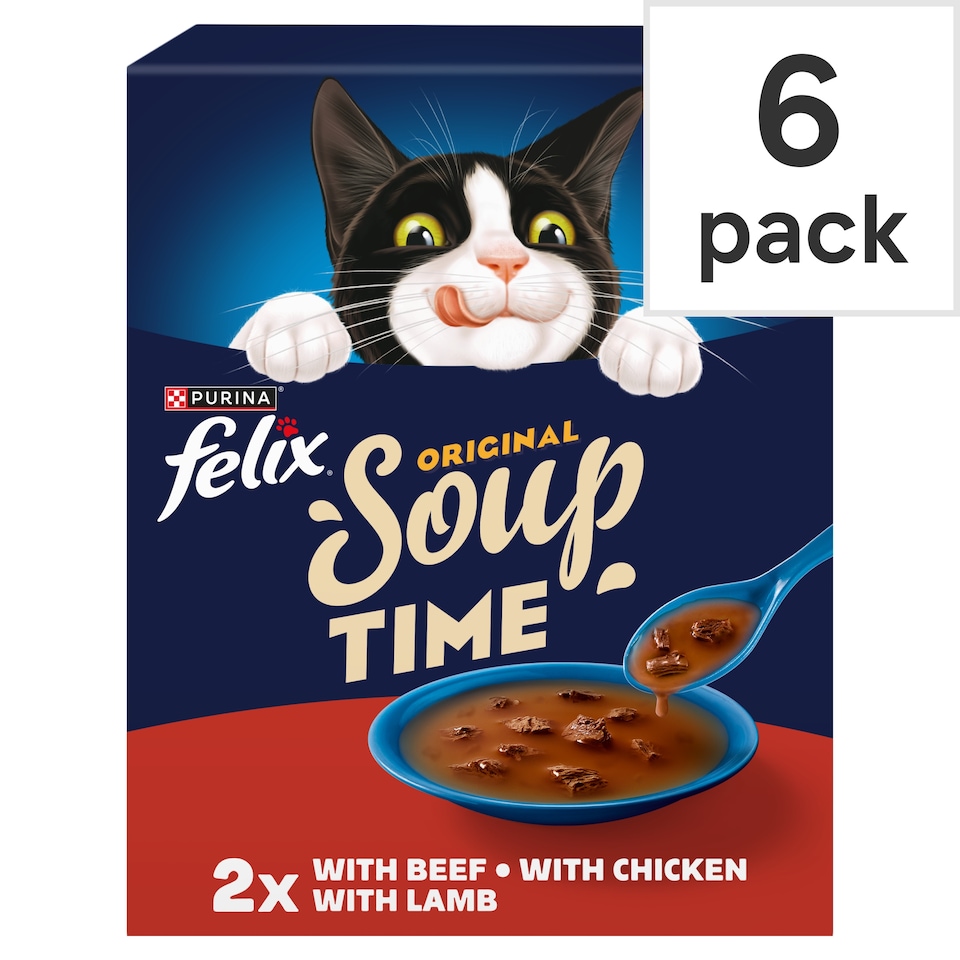 image 1 of FELIX Soup Farm Selection Chicken; Beef and Lamb Wet Cat Food 6x48g