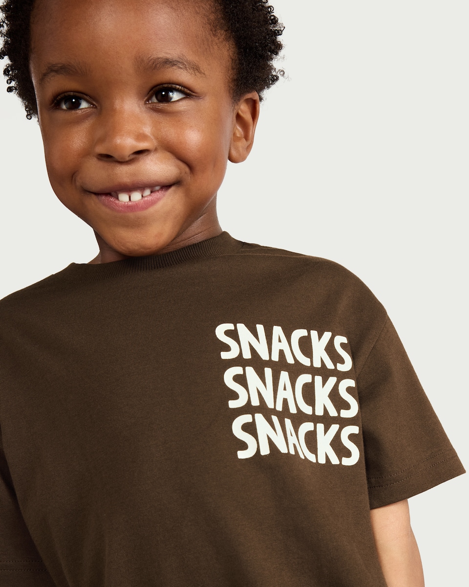 image 1 of F&F Boys Pure Cotton Slogan T-Shirt in Chocolate