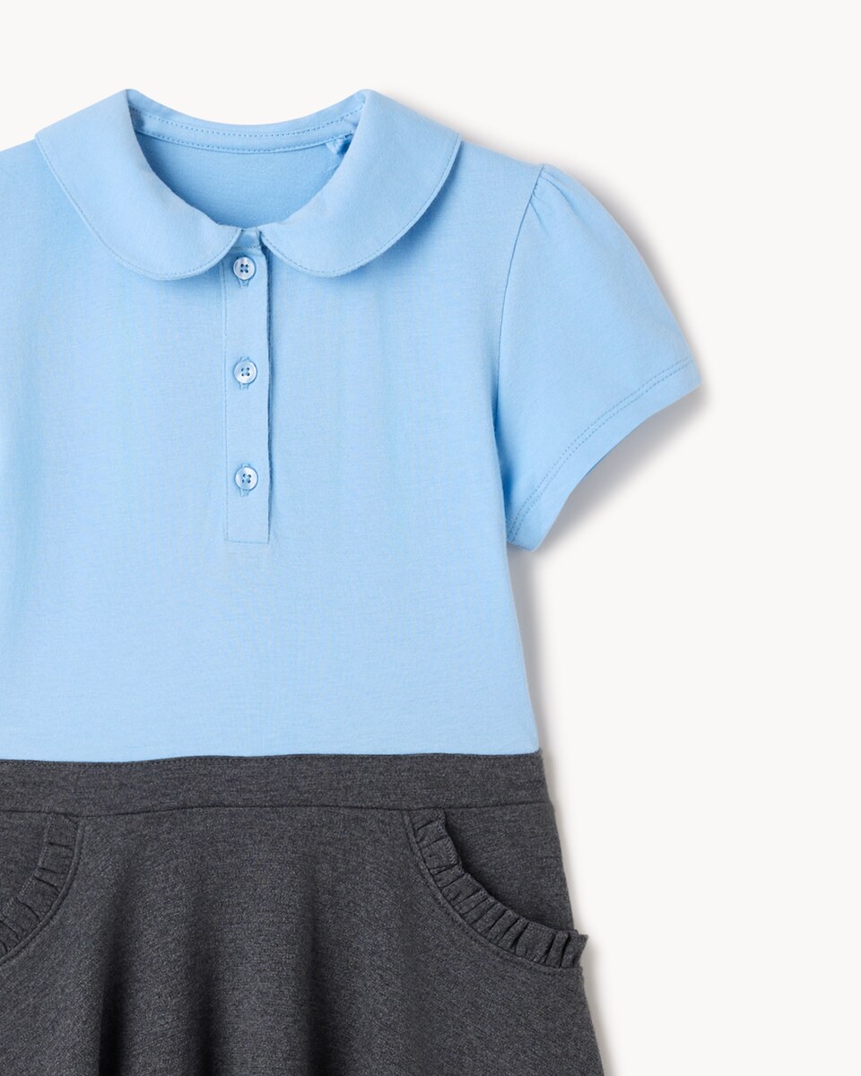 image 1 of F&F School Girls Pure Cotton School Dress in Blue
