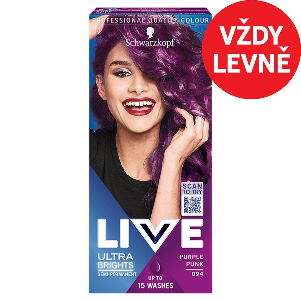 Obrázek 1 pro produkt Schwarzkopf Live Ultra Brights barva na vlasy Rebelská fialová 094