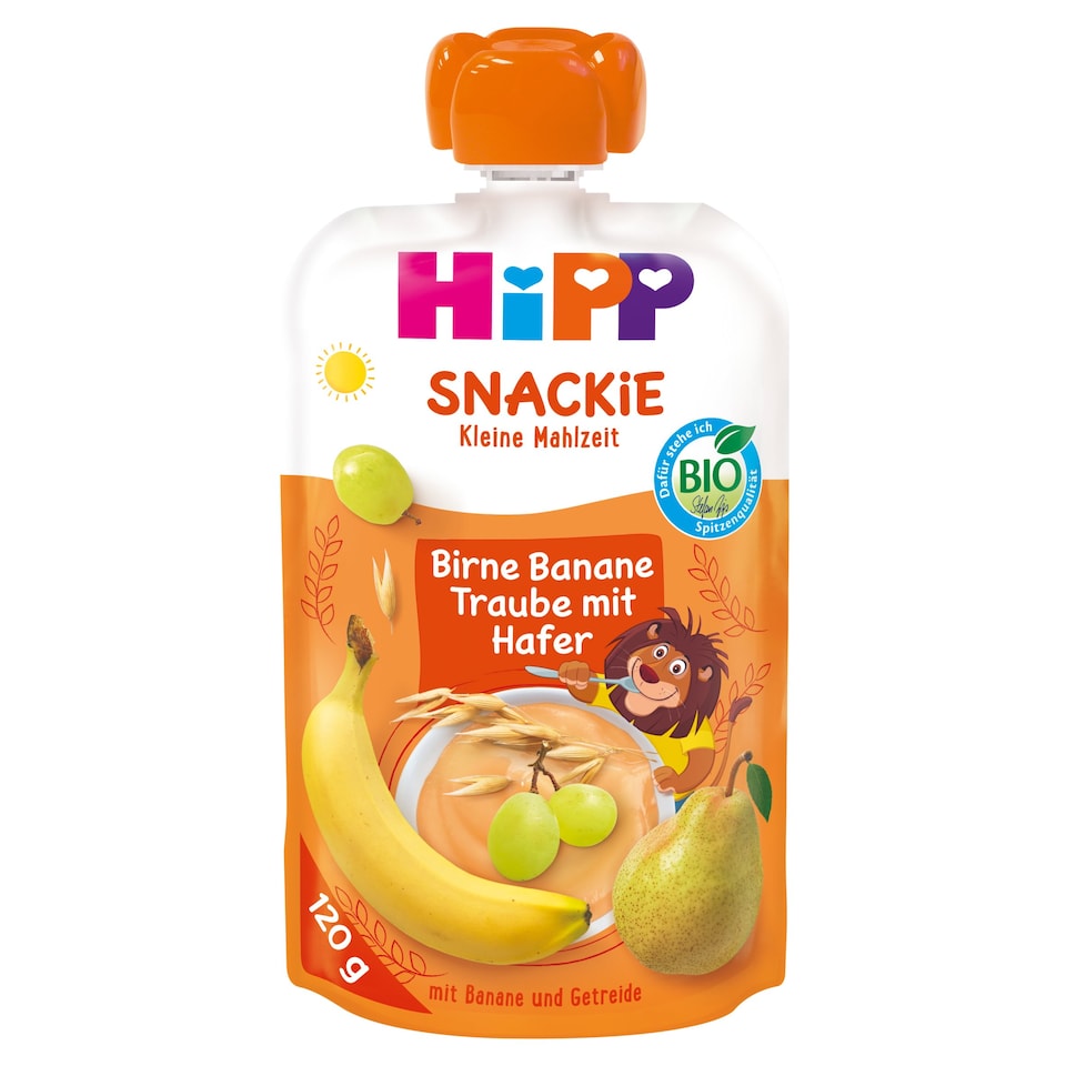 HiPP Snackie Pear-Banana-Grape with Oats Organic Fruit Preparation 1 Year+ 120 g