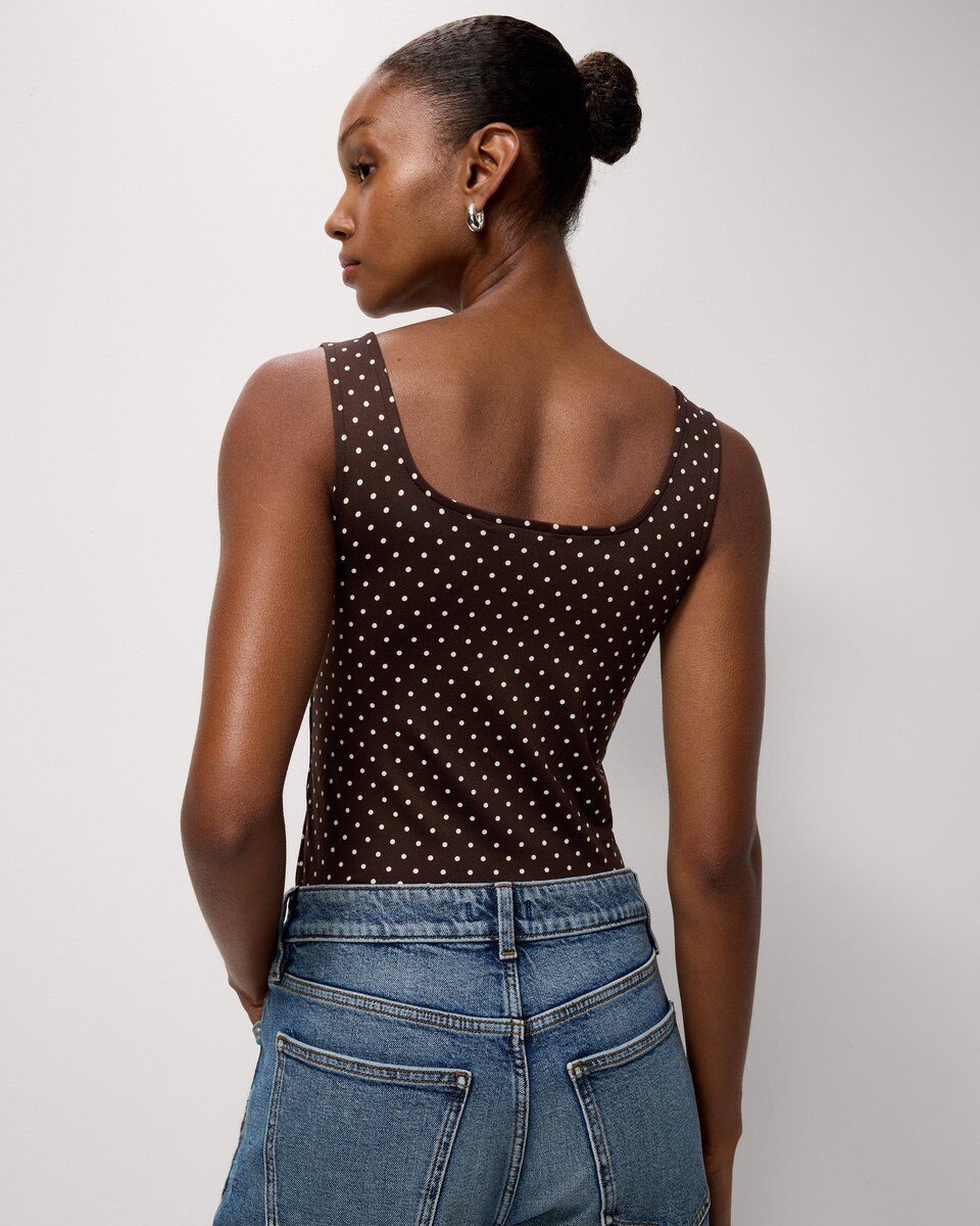 image 1 of F&F Polyamide Polka Dot Bodysuit in Multi Brown