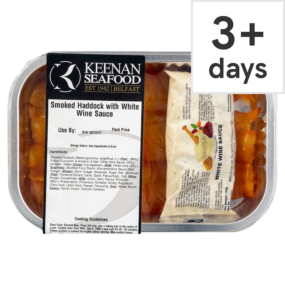 Keenan Seafood Smoked Haddock with White Wine Sauce 220g