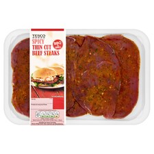 Tesco Spicy Thin Cut Beef Steaks 300g