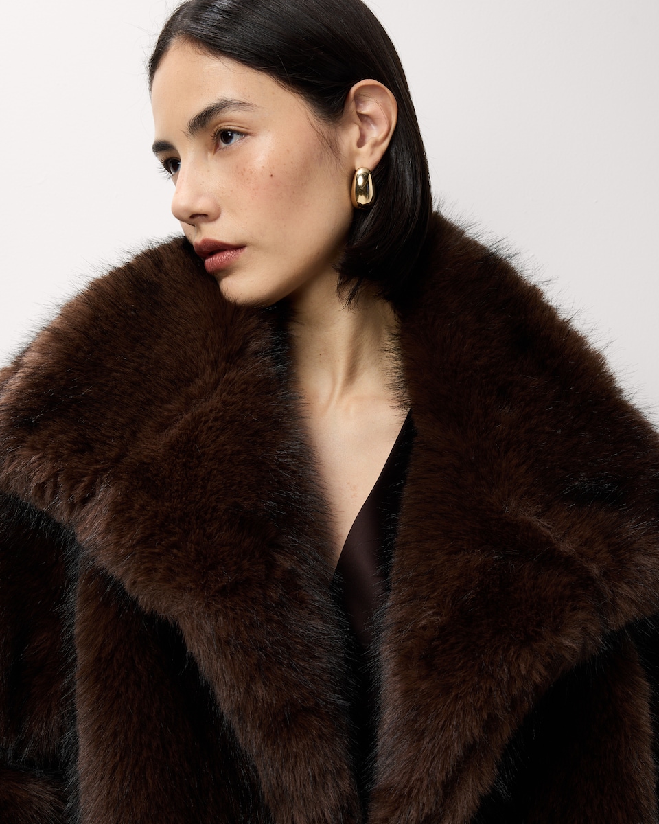 image 1 of F&F Faux Fur Coat in Brown