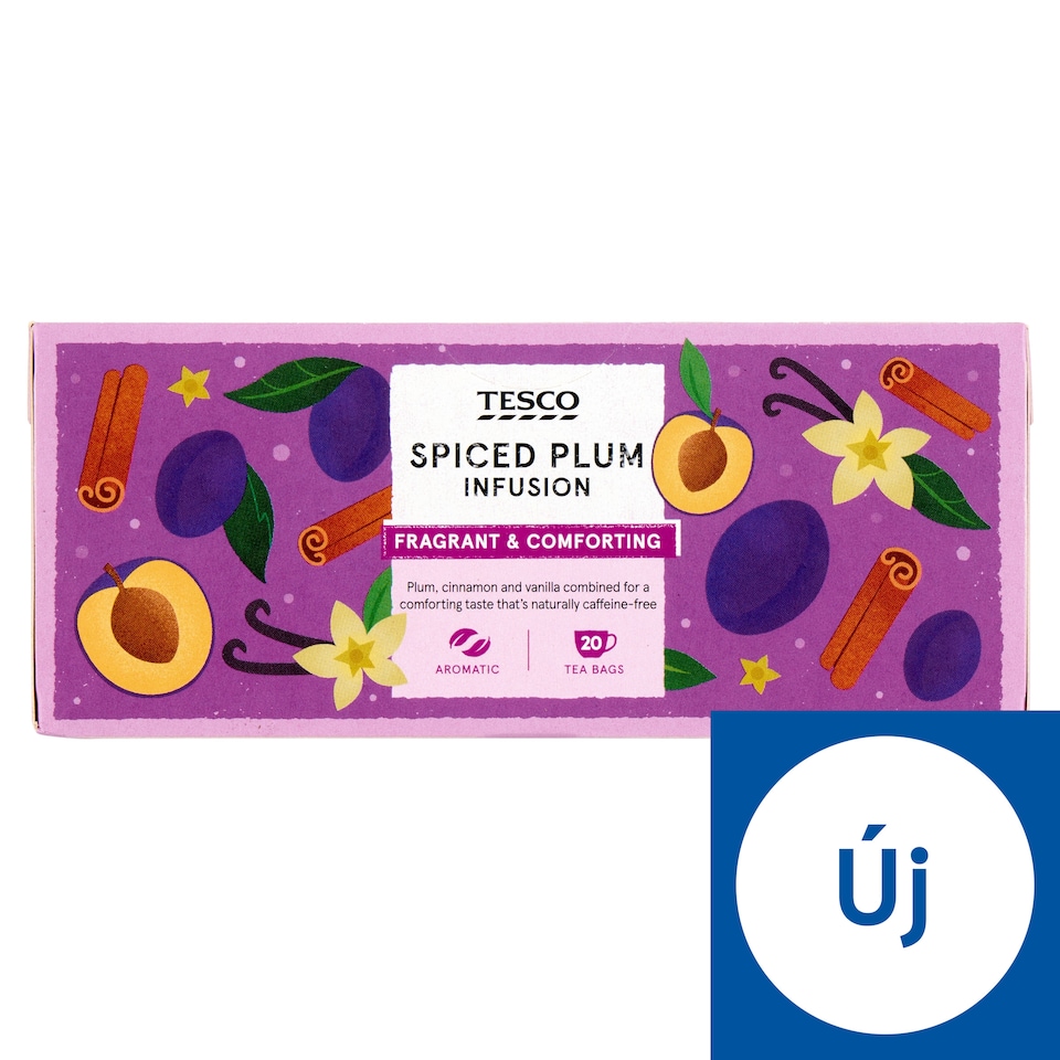 Tesco Spiced Plum Infusion gyümölcstea vaníliával, fahéjjal és szilvával ízesítve 20 filter 40 g