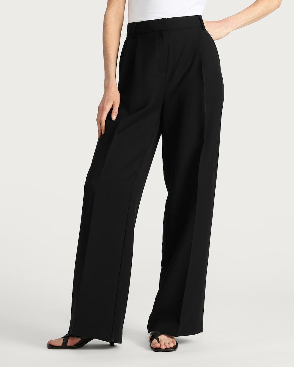 image 1 of F&F Double Pleat Wide Leg Trousers in Black
