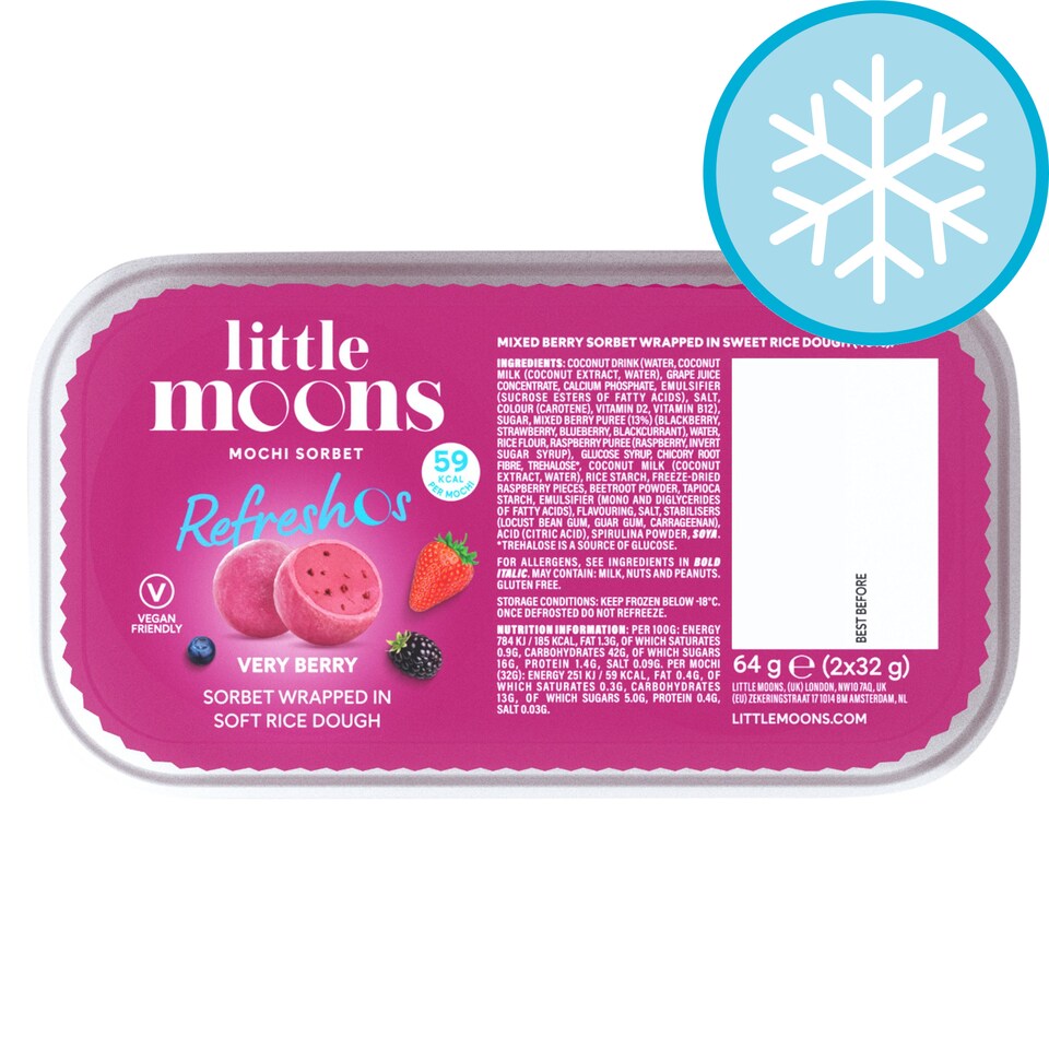 image 1 of Little Moons Refreshos Very Berry Mochi Sorbet 2 x 32g