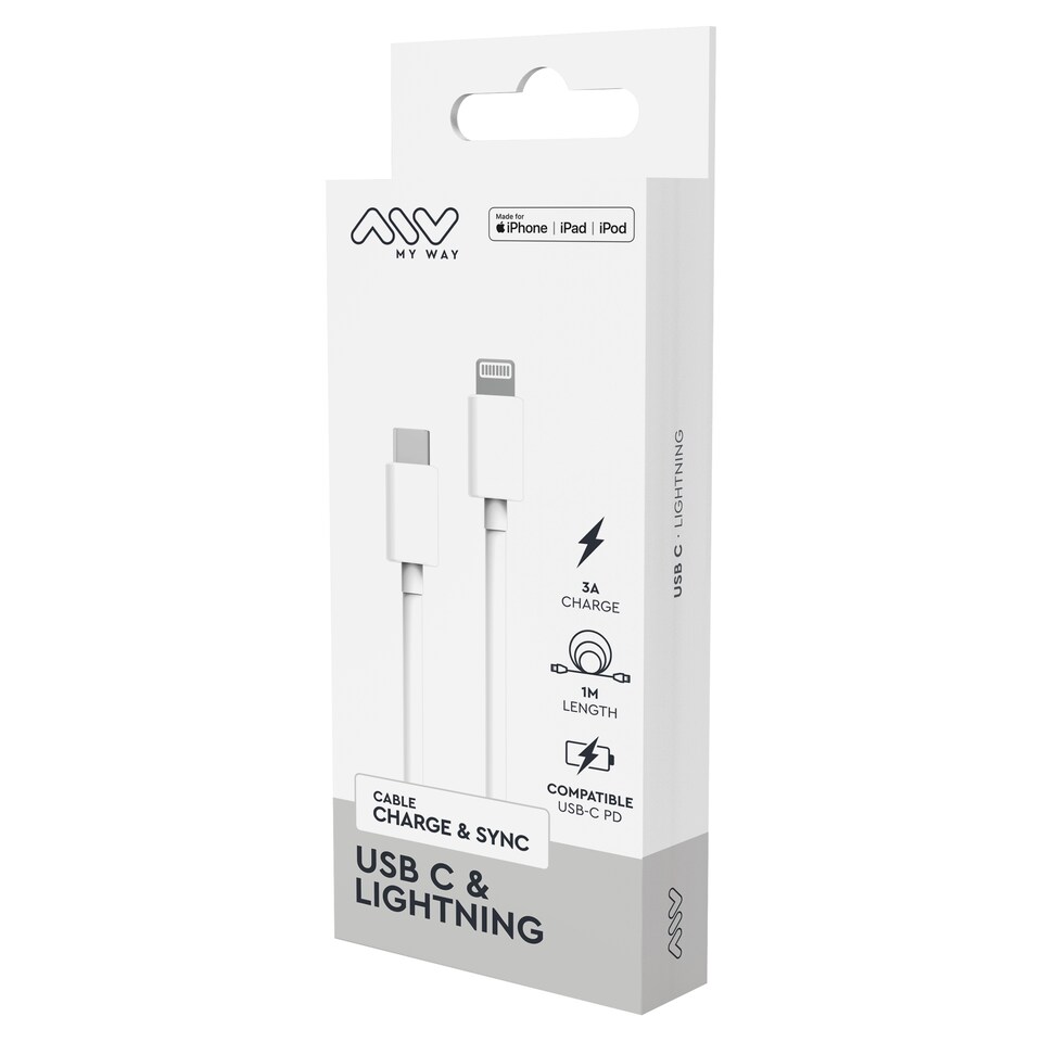 Myway Cable Usb C To Lightning 1M White