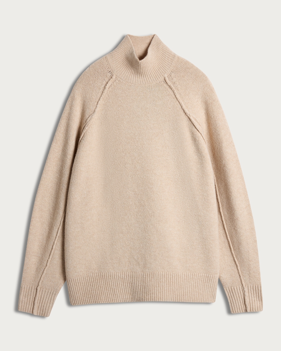 image 1 of F&F Knitted High Neck Jumper with Wool in Neutral