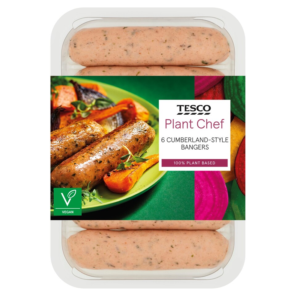 Tesco Plant Chef 6 Cumberland Style Bangers 350G