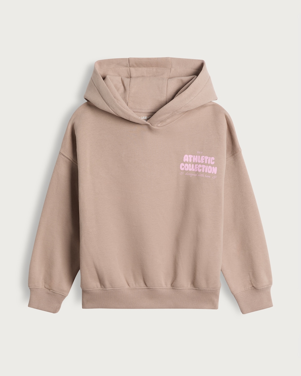 image 1 of F&F Girls Cotton Rich Athletic Collection Hoodie in Tan