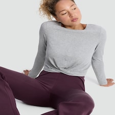 F&F Active Long Sleeved Cross Over Top in Grey Marl