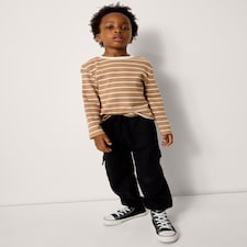 F&F Boys Cotton Blend Cargo Joggers in Black