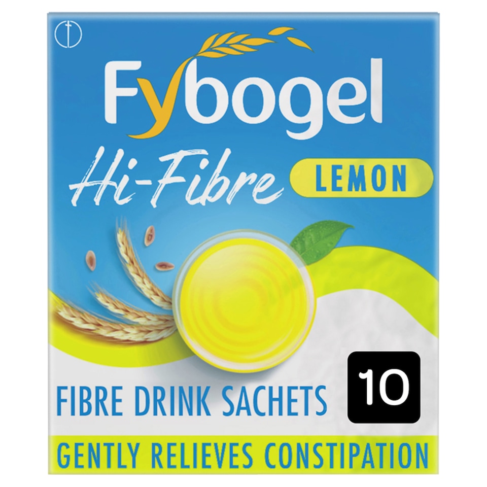 image 1 of Fybogel Hi-Fibre Lemon Laxative Drink Constipation Relief Sachets 10s