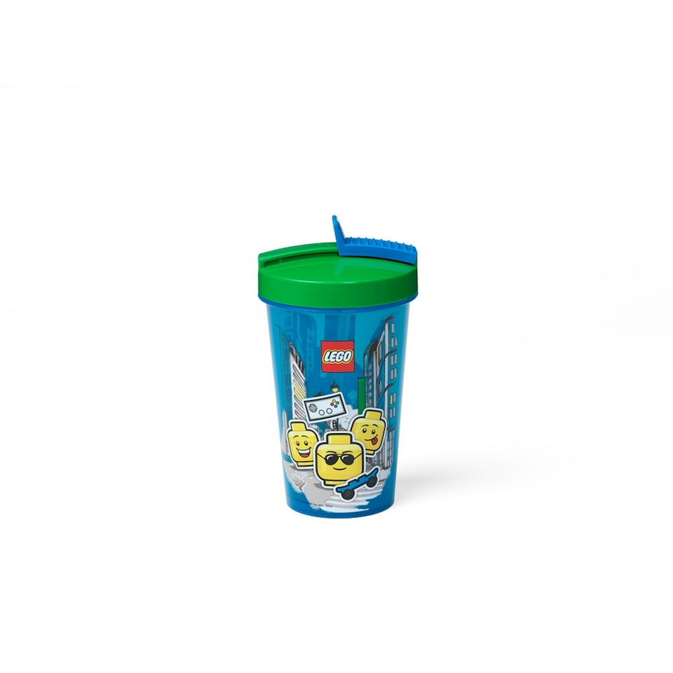 image 1 of LEGO Iconic Boy Blue Transparent Tumbler with Straw 500 ml