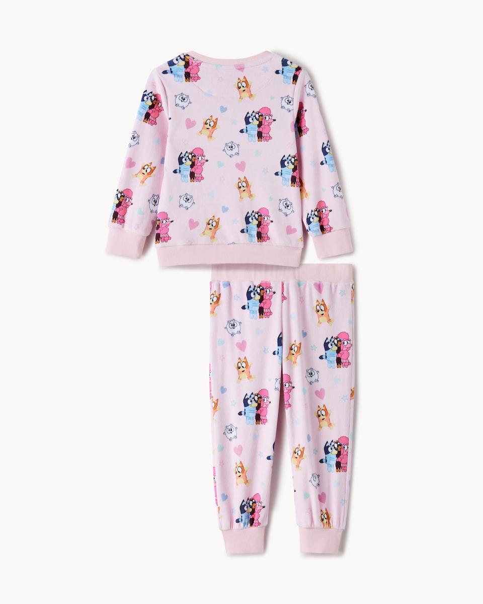 image 1 of Bluey 2-Piece Printed Fleece Pyjama Set in Multi