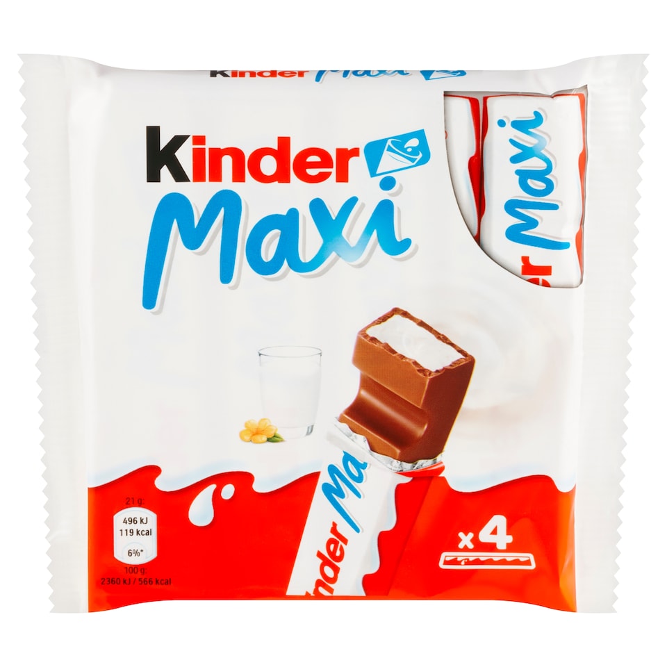 image 1 of Kinder Maxi Milk Chocolate Bar with Milk Filling 4 pcs 84 g