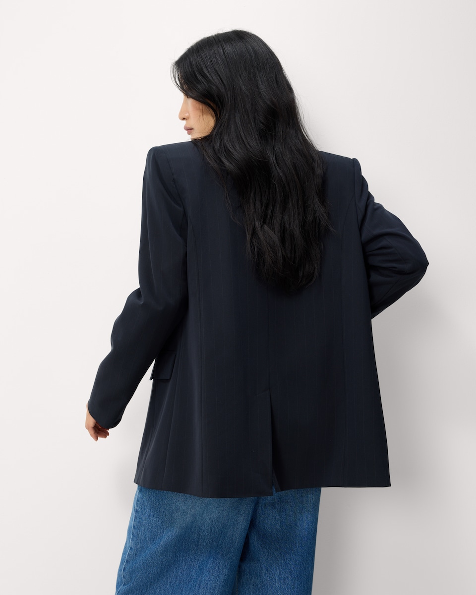 image 1 of F&F Pinstripe Co-ord Blazer in Navy
