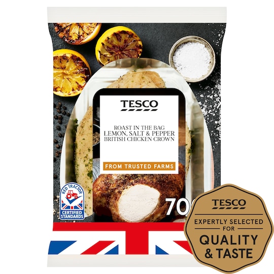 Tesco British Chicken Crown With Lemon Salt & Pepper 700G Tesco Groceries