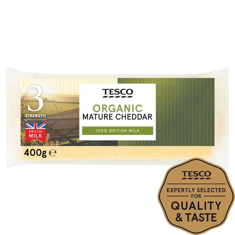 Tesco Organic Mature Cheddar 400G