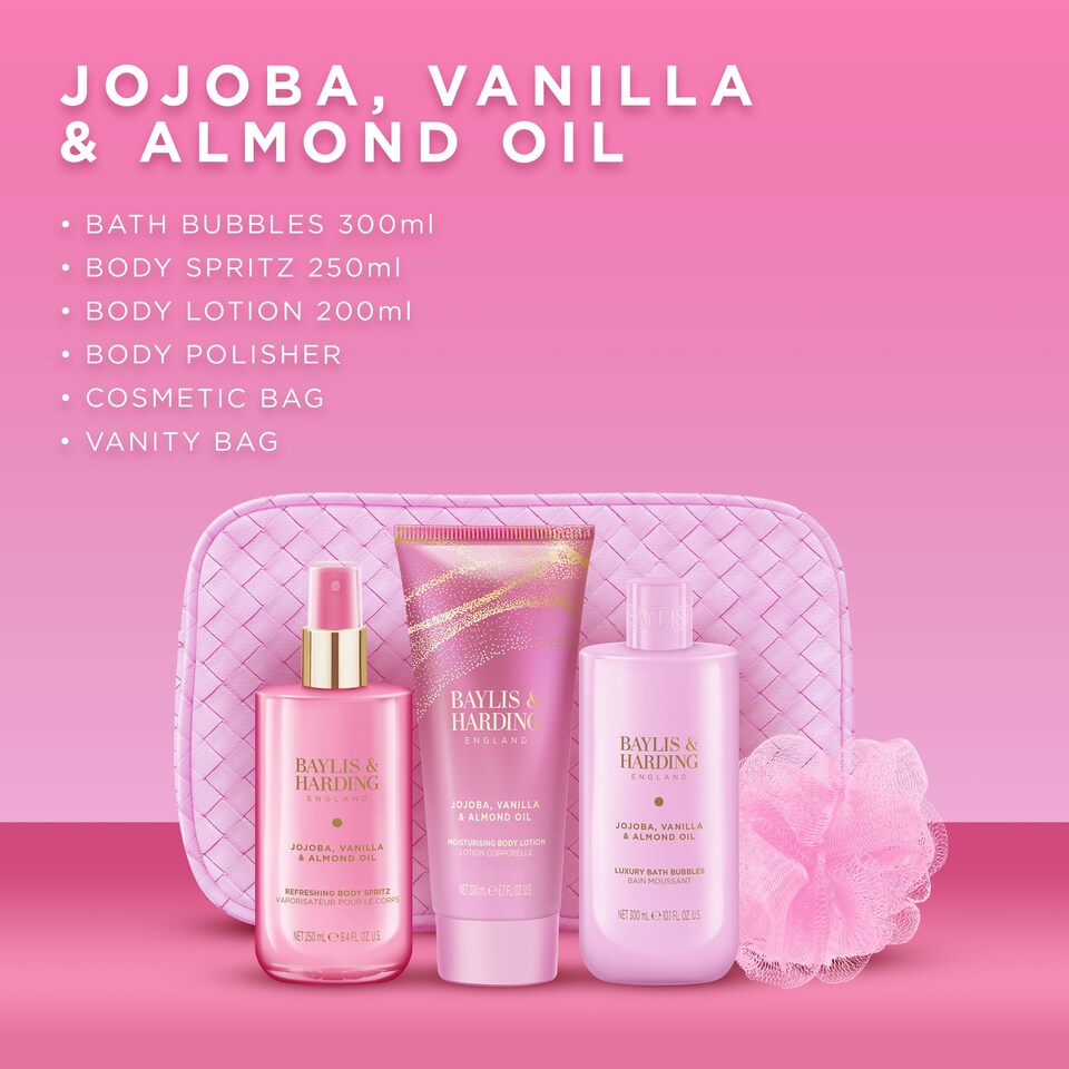 image 1 of Baylis & Harding Jojoba, Vanilla & Almond Oil Luxury Vanity Bag Gift Set