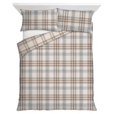 F&F Home Bedding Brushed Natural Check Duvet Set Super King