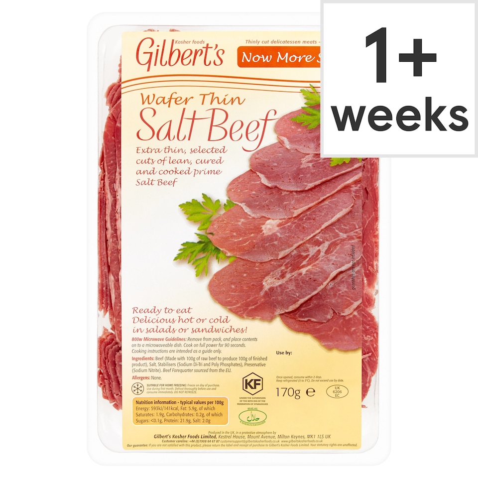 Gilberts Wafer Thin Salt Beef 170G