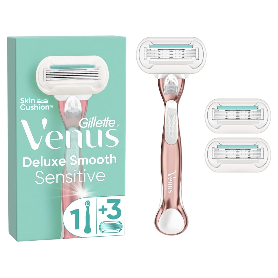 image 1 of Venus Deluxe Smooth Sensitive RoseGold Holiaci Strojček – 3 Holiace Hlavice