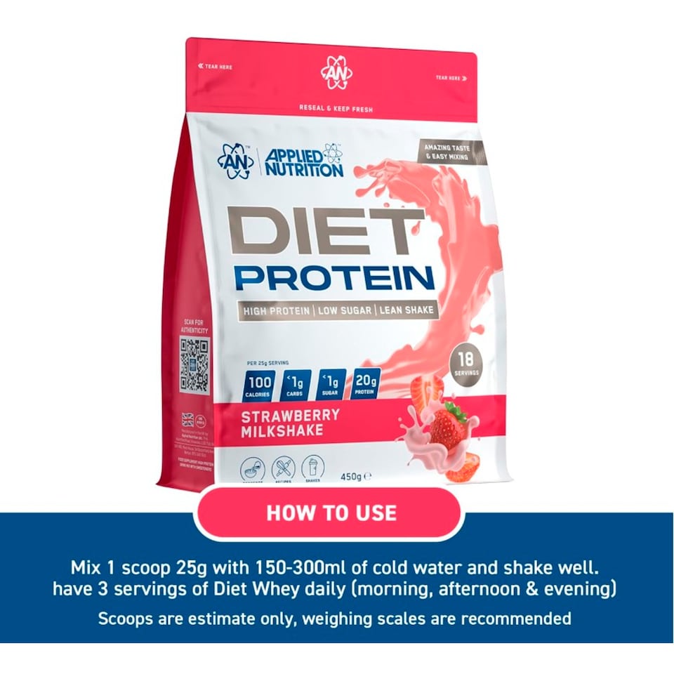 image 1 of Applied Nutrition Diet Protein - Strawberry Milkshake 450g