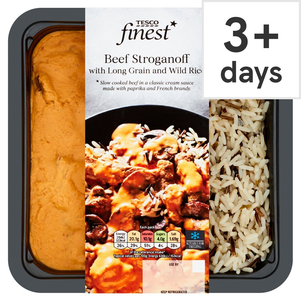 Tesco Finest Beef Stroganoff With Rice 400G Tesco Groceries