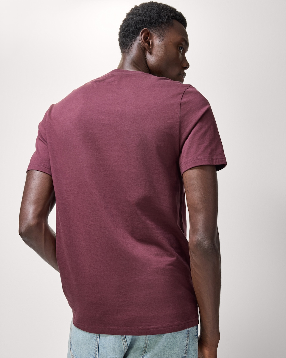 image 1 of F&F Pure Cotton T-Shirt in Burgundy