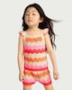 image 2 of F&F Girls 2-Piece Frilled Knitted Top and Shorts Set in Multi Pink