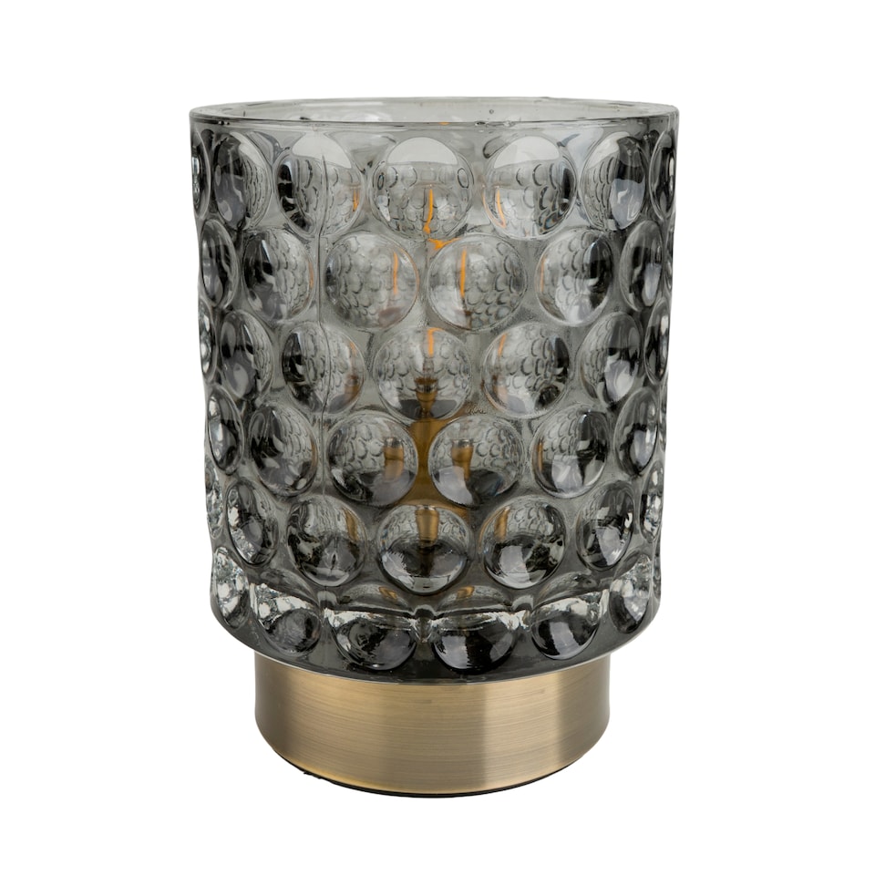 Candlelight Smoked Ribbed Battery Table Lamp