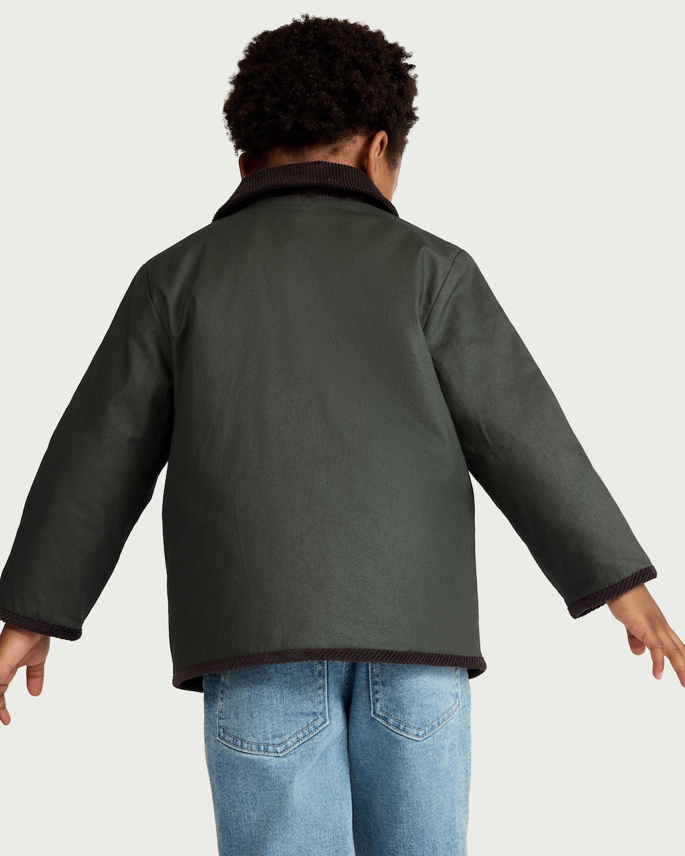 image 1 of F&F Boys Pure Cotton Collared Jacket in Green