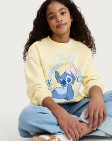 Disney Cotton Rich Stitch 2002 Print Sweatshirt in Yellow