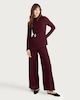 image 1 of F&F Textured Metal Accent Long Sleeved Co-ord Top in Burgundy