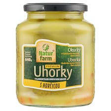 Natur Farm Prémium uhorky v sladkokyslom korenenom náleve s horčicou 640 g