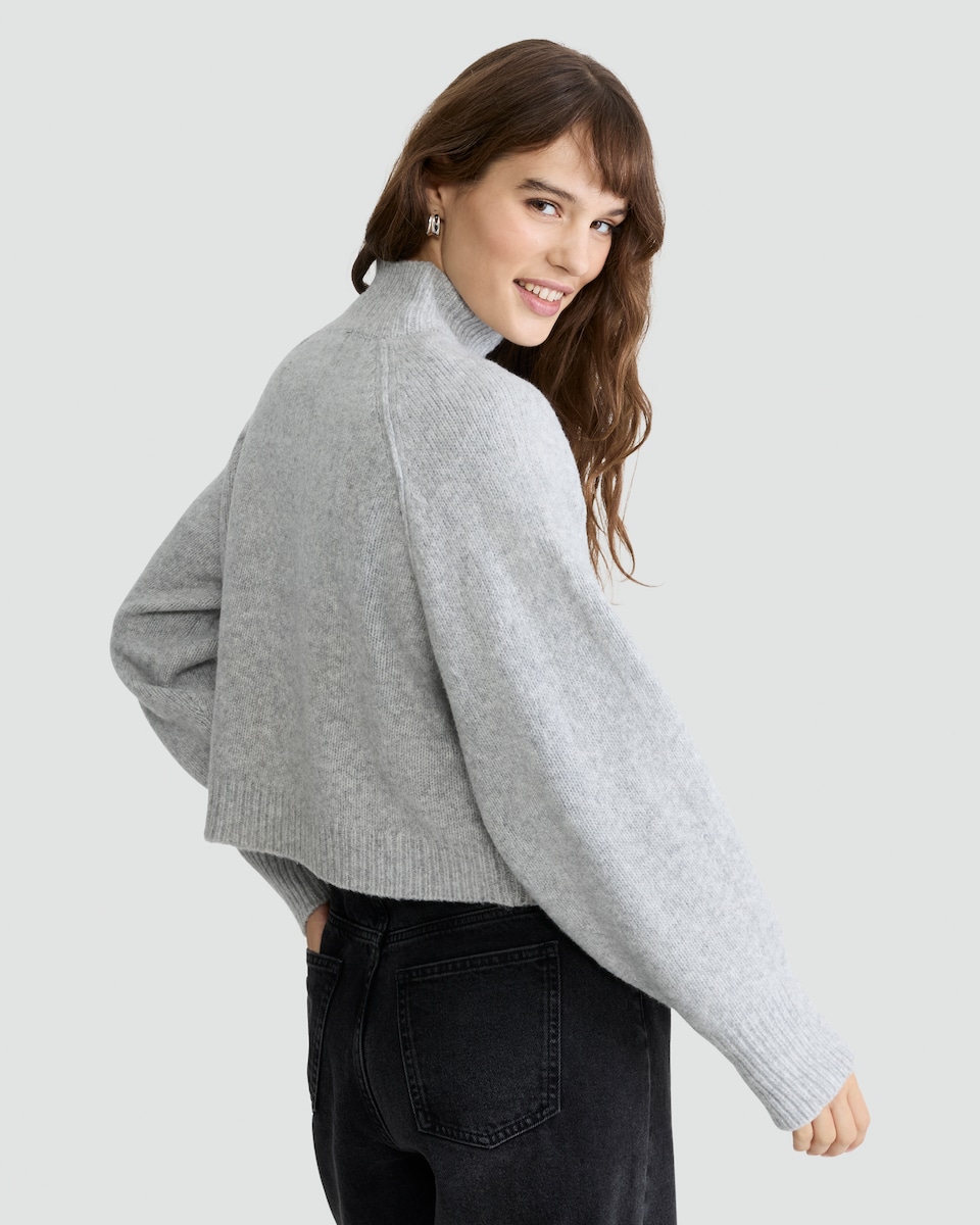 image 1 of F&F Ribbed Knitted High Neck Jumper in Grey