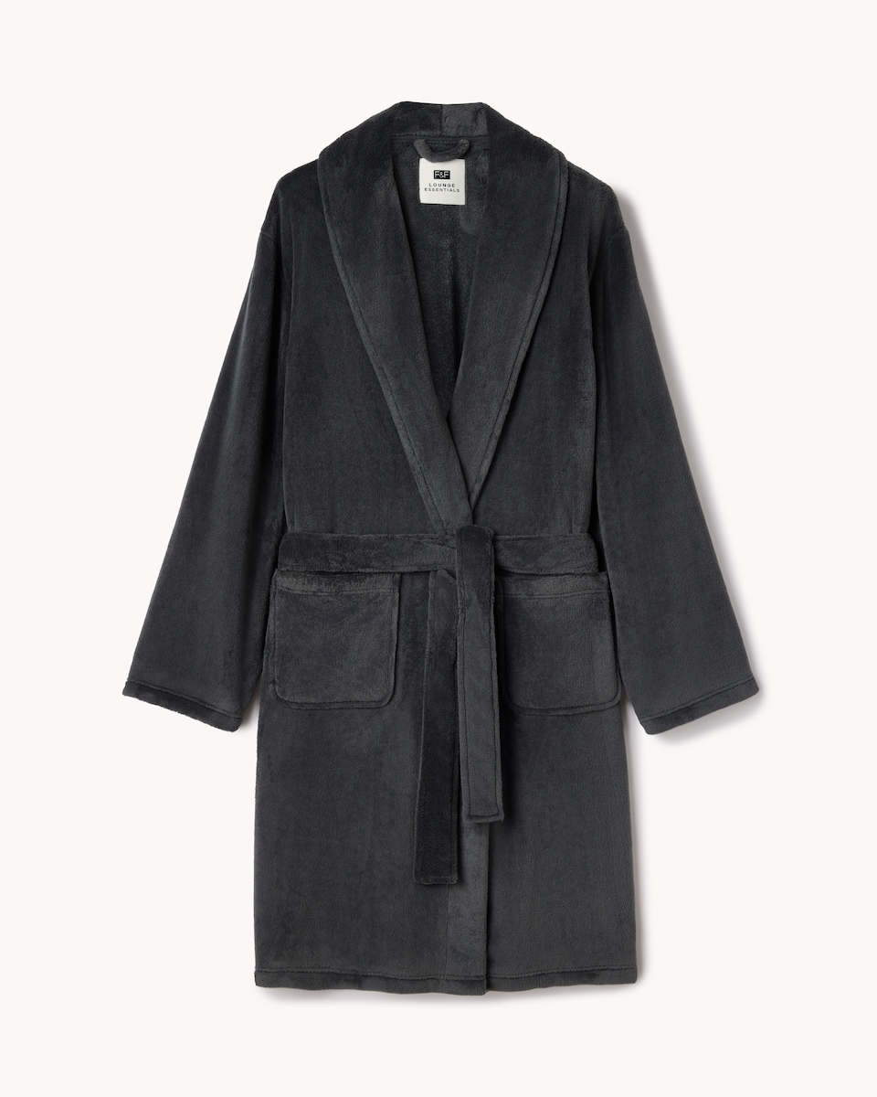 image 1 of F&F Fleece Dressing Gown in Grey