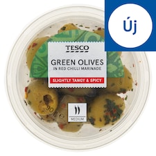 Tesco marinált, magozott zöld olívabogyó zöldfűszerekkel és chilivel 90 g