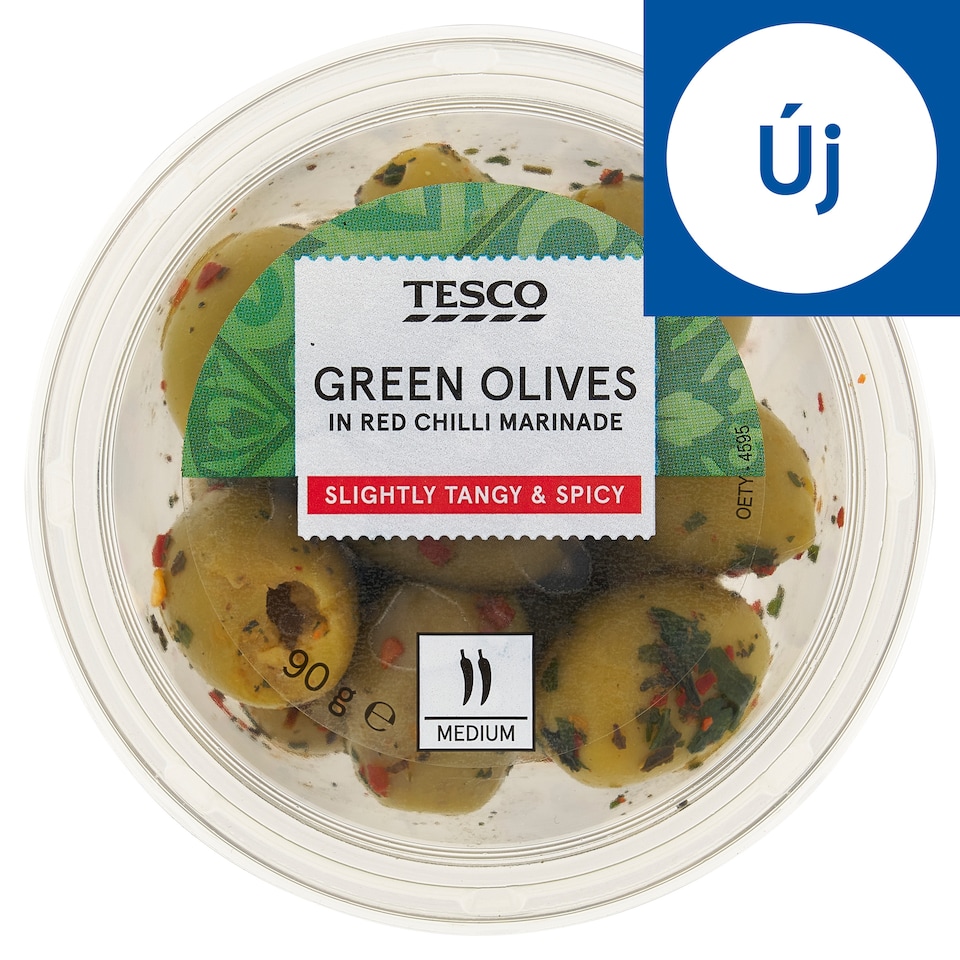 Tesco Green Olives in Red Chilli Marinade 90 g